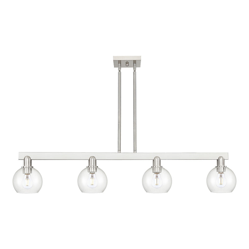 Innovations Athens 49in 4-Light Island Light | Industrial Brushed Satin Nickel Steel and Clear Glass | Kitchen Island & Dining | Model 716-4I-SN-G122-6