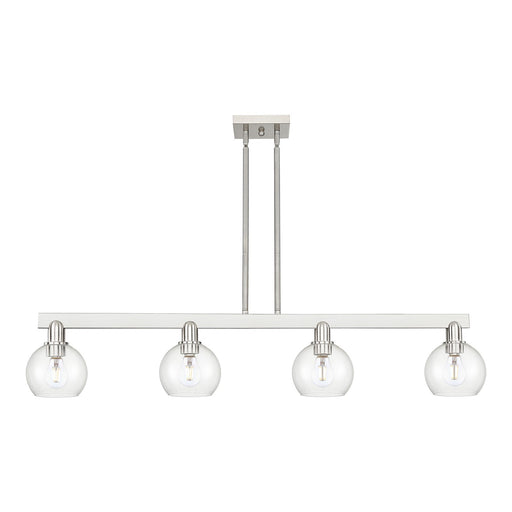 Innovations Athens 49in 4-Light Island Light | Industrial Brushed Satin Nickel Steel and Clear Glass | Kitchen Island & Dining | Model 716-4I-SN-G122-6