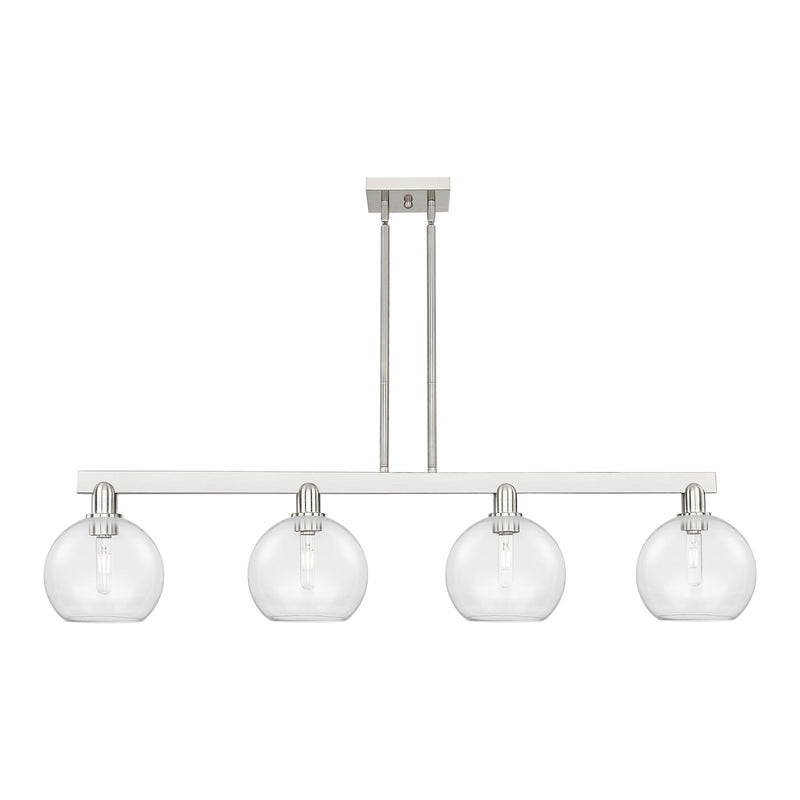 Innovations Athens 51in 4-Light Island Light | Industrial Brushed Satin Nickel and Clear Glass | Kitchen Island & Dining Room | Model 716-4I-SN-G122-8