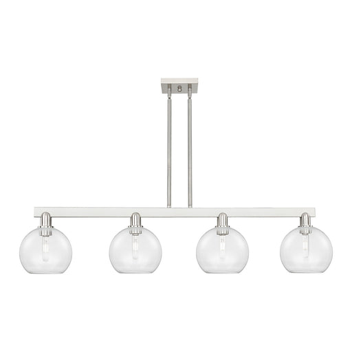 Innovations Athens 51in 4-Light Island Light | Industrial Brushed Satin Nickel and Clear Glass | Kitchen Island & Dining Room | Model 716-4I-SN-G122-8