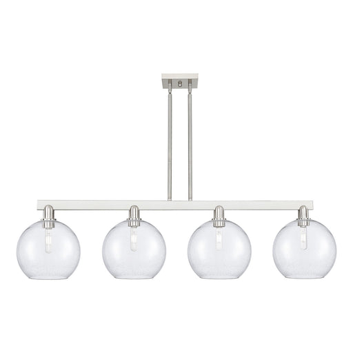 Innovations Athens 53in 4-Light Island Light | Industrial Brushed Satin Nickel Steel and Seedy Glass | Kitchen Island & Dining | Model 716-4I-SN-G124-10