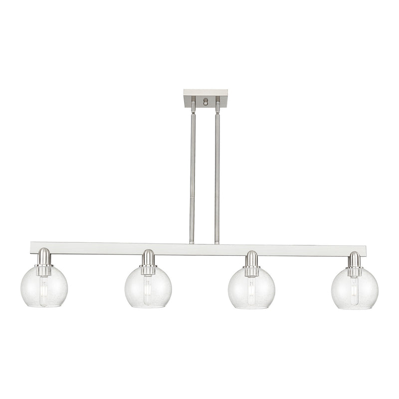 Innovations Athens 49in 4-Light Island Light | Industrial Brushed Satin Nickel Steel and Seedy Glass | Kitchen Island & Dining | Model 716-4I-SN-G124-6