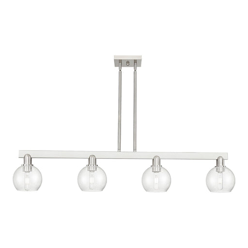 Innovations Athens 49in 4-Light Island Light | Industrial Brushed Satin Nickel Steel and Seedy Glass | Kitchen Island & Dining | Model 716-4I-SN-G124-6