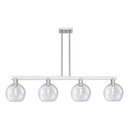 Innovations Athens 51in 4-Light Island Light | Industrial Brushed Satin Nickel Steel and Seedy Glass | Kitchen Island & Dining | Model 716-4I-SN-G124-8
