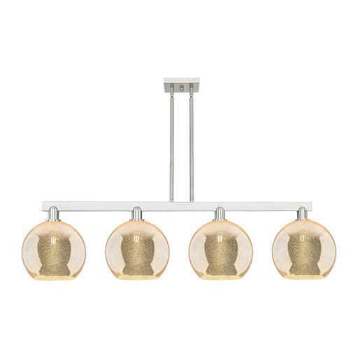 Innovations Athens 53in 4-Light Island Light | Industrial Brushed Satin Nickel Steel and Mercury Glass | Kitchen Island & Dining | Model 716-4I-SN-G128-10