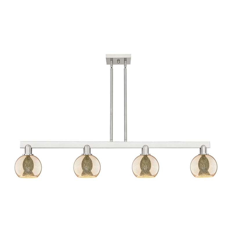 Innovations Athens 49in 4-Light Island Light | Industrial Brushed Satin Nickel and Mercury Glass | Kitchen Island & Dining Room | Model 716-4I-SN-G128-6