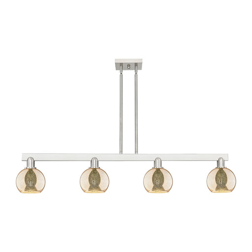 Innovations Athens 49in 4-Light Island Light | Industrial Brushed Satin Nickel and Mercury Glass | Kitchen Island & Dining Room | Model 716-4I-SN-G128-6