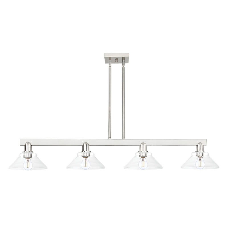 Innovations Orwell 51in 4-Light Island Light | Industrial Brushed Satin Nickel and Clear Glass | Kitchen Island & Dining Room | Model 716-4I-SN-G132