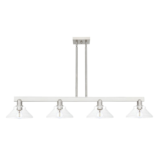 Innovations Orwell 51in 4-Light Island Light | Industrial Brushed Satin Nickel and Clear Glass | Kitchen Island & Dining Room | Model 716-4I-SN-G132