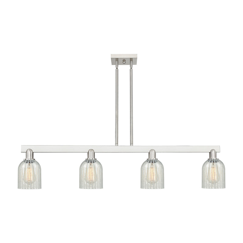 Innovations Caledonia 48in 4-Light Island Light | Industrial Brushed Satin Nickel and Mouchette Glass | Kitchen Island & Dining | Model 716-4I-SN-G2511