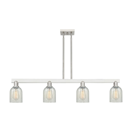 Innovations Caledonia 48in 4-Light Island Light | Industrial Brushed Satin Nickel and Mouchette Glass | Kitchen Island & Dining | Model 716-4I-SN-G2511