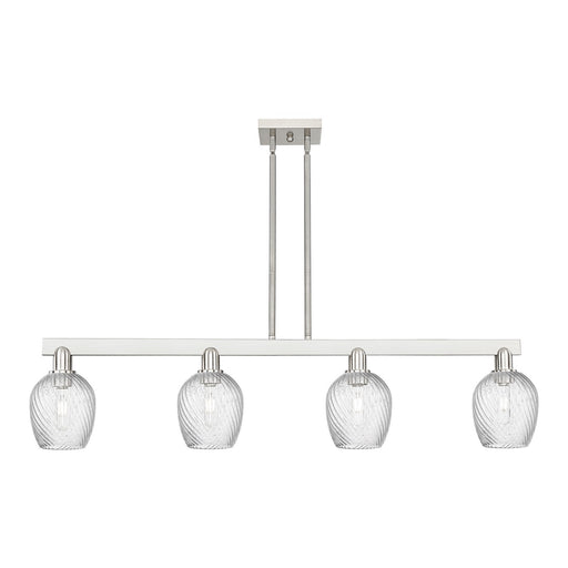 Innovations Salina 49in 4-Light Island Light | Industrial Brushed Satin Nickel and Clear Spiral Fluted Glass | Kitchen Island & | Model 716-4I-SN-G292
