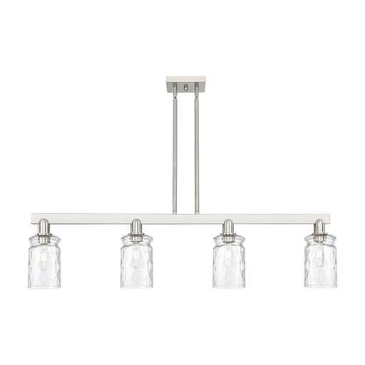 Innovations Candor 48in 4-Light Island Light | Industrial Brushed Satin Nickel and Clear Waterglass Glass | Kitchen Island & Dining | Model 716-4I-SN-G352