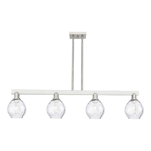 Innovations Waverly 49in 4-Light Island Light | Industrial Brushed Satin Nickel and Clear Glass | Kitchen Island & Dining Room | Model 716-4I-SN-G362