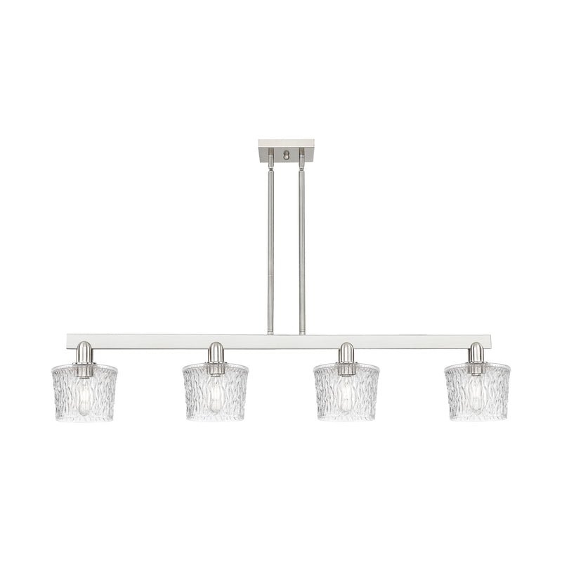 Innovations Niagara 49in 4-Light Island Light | Industrial Brushed Satin Nickel Steel and Clear Glass | Kitchen Island & Dining | Model 716-4I-SN-G402