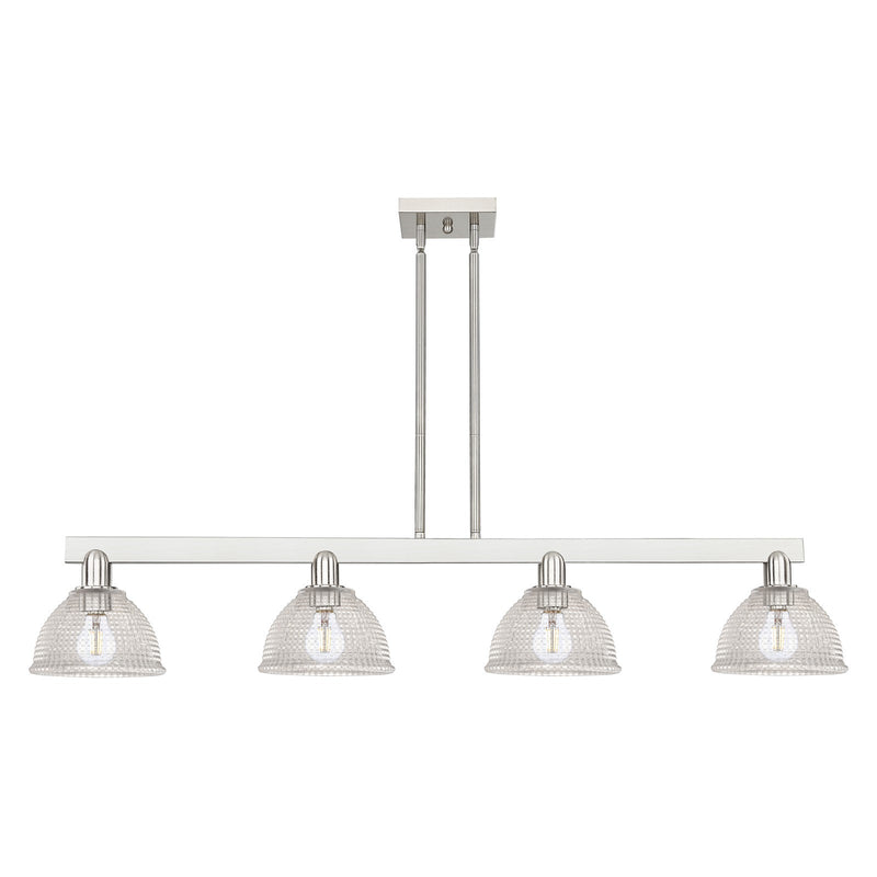 Innovations Arietta 51in 4-Light Island Light | Industrial Brushed Satin Nickel Steel and Clear Glass | Kitchen Island & Dining | Model 716-4I-SN-G422