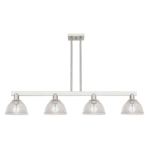 Innovations Arietta 51in 4-Light Island Light | Industrial Brushed Satin Nickel Steel and Clear Glass | Kitchen Island & Dining | Model 716-4I-SN-G422
