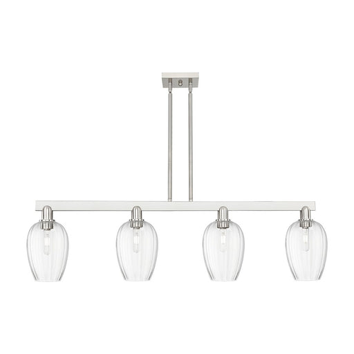 Innovations Preston 4Lt 48" Flute Stem Island Light, SN/CL - 716-4I-SN-G457-6CL