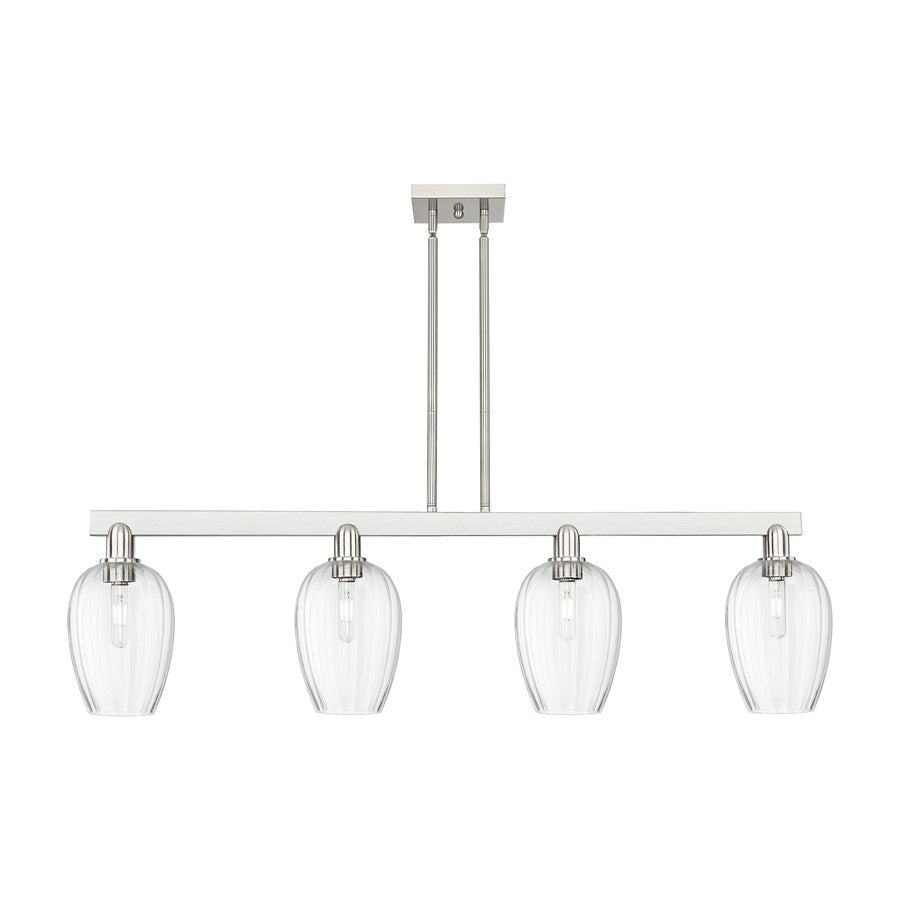 Innovations Preston 4Lt 48" Flute Stem Island Light, SN/CL - 716-4I-SN-G457-6CL