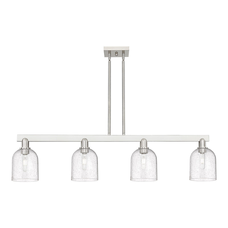 Innovations Bella 48in 4-Light Island Light | Industrial Brushed Satin Nickel and Seedy Glass | Kitchen Island & Dining Room | Model 716-4I-SN-G558-6SDY