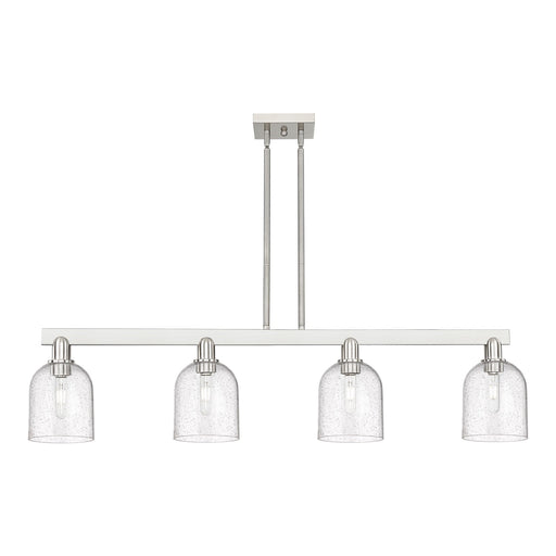 Innovations Bella 48in 4-Light Island Light | Industrial Brushed Satin Nickel and Seedy Glass | Kitchen Island & Dining Room | Model 716-4I-SN-G558-6SDY
