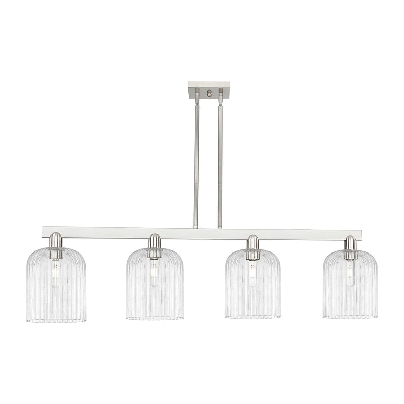 Innovations Bridal Veil 51in 4-Light Island Light | Industrial Brushed Satin Nickel and Clear Bridal Veil Glass | Kitchen | Model 716-4I-SN-G559-8CL
