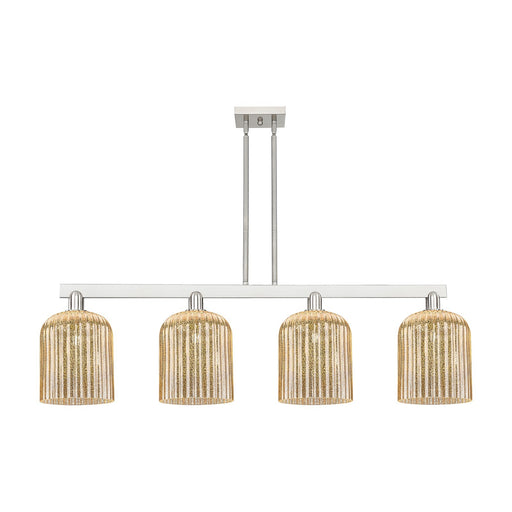 Innovations Bridal Veil 51in 4-Light Island Light | Industrial Brushed Satin Nickel and Mercury Ribbed Glass | Kitchen Island & | Model 716-4I-SN-G559-8ME