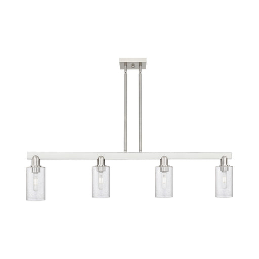 Innovations Clymer 47in 4-Light Island Light | Industrial Brushed Satin Nickel Steel and Seedy Glass | Kitchen Island & Dining Room | Model 716-4I-SN-G804