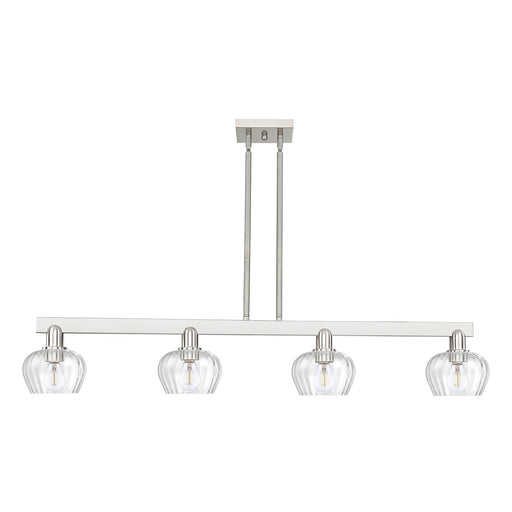 Innovations Fenton 49in 4-Light Island Light | Industrial Brushed Satin Nickel Steel and Clear Ribbed Glass | Kitchen Island & | Model 716-4I-SN-G92