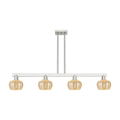 Innovations Fenton 49.25in 4-Light Island Light | Industrial Brushed Satin Nickel and Mercury Ribbed Glass | Kitchen Island & Dining | Model 716-4I-SN-G96