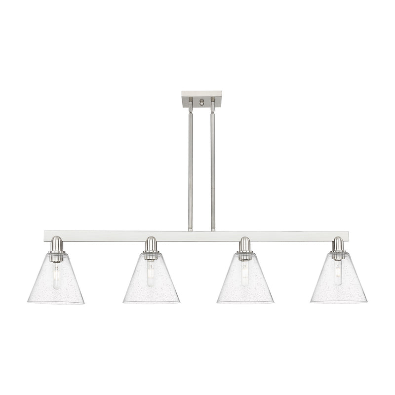 Innovations Berkshire Glass 51in 4-Light Island Light | Industrial Brushed Satin Nickel and Seedy Glass | Kitchen Island & Dining | Model 716-4I-SN-GBC-84