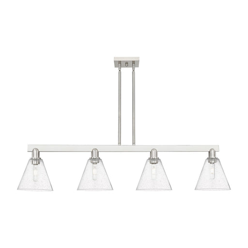 Innovations Berkshire Glass 51in 4-Light Island Light | Industrial Brushed Satin Nickel and Seedy Glass | Kitchen Island & Dining | Model 716-4I-SN-GBC-84