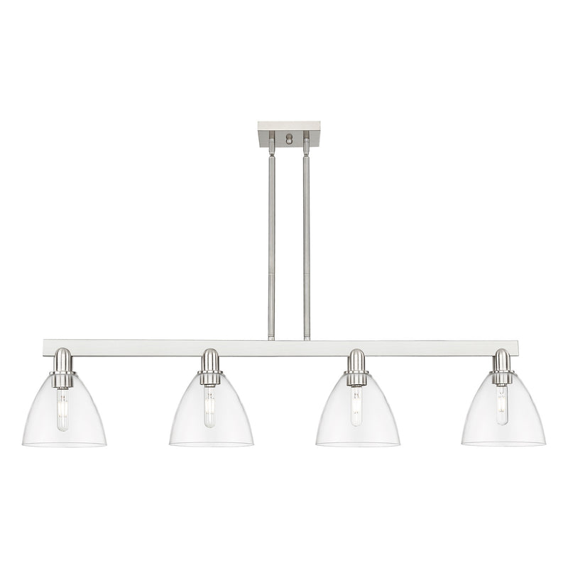 Innovations Bristol 50.25in 4-Light Island Light | Industrial Brushed Satin Nickel Steel and Clear Glass | Kitchen Island & | Model 716-4I-SN-GBD-752