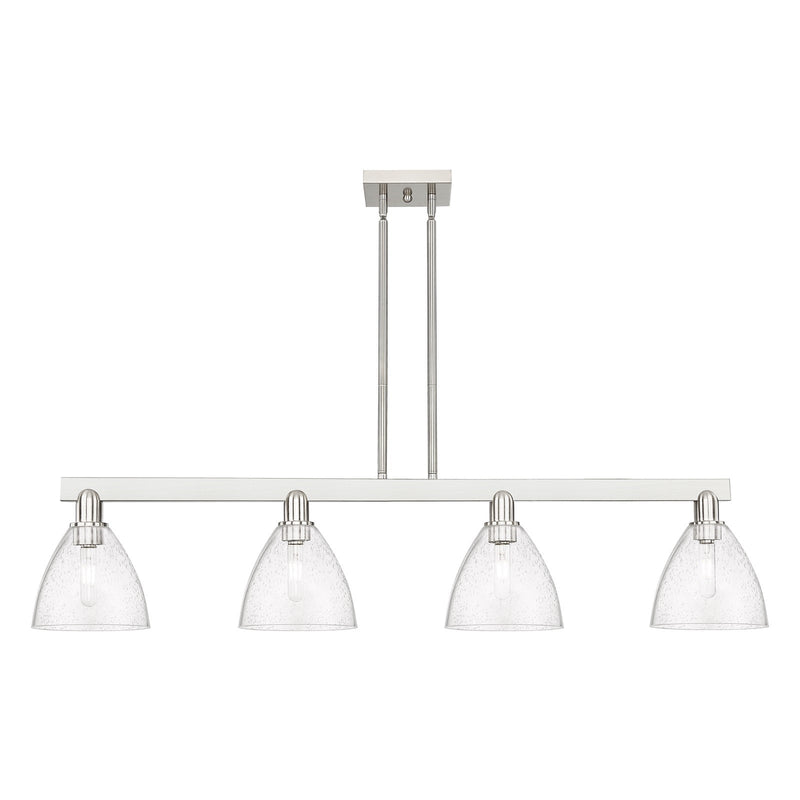 Innovations Bristol 50in 4-Light Island Light | Industrial Brushed Satin Nickel Steel and Seedy Glass | Kitchen Island & Dining | Model 716-4I-SN-GBD-754