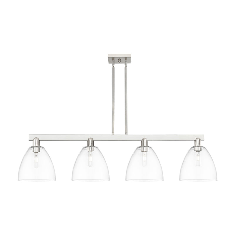 Innovations Bristol 52in 4-Light Island Light | Industrial Brushed Satin Nickel Steel and Clear Glass | Kitchen Island & Dining | Model 716-4I-SN-GBD-92