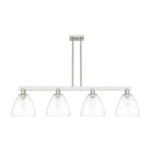Innovations Bristol 52in 4-Light Island Light | Industrial Brushed Satin Nickel Steel and Clear Glass | Kitchen Island & Dining | Model 716-4I-SN-GBD-92