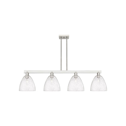 Innovations Bristol 52in 4-Light Island Light | Industrial Brushed Satin Nickel Steel and Seedy Glass | Kitchen Island & Dining | Model 716-4I-SN-GBD-94