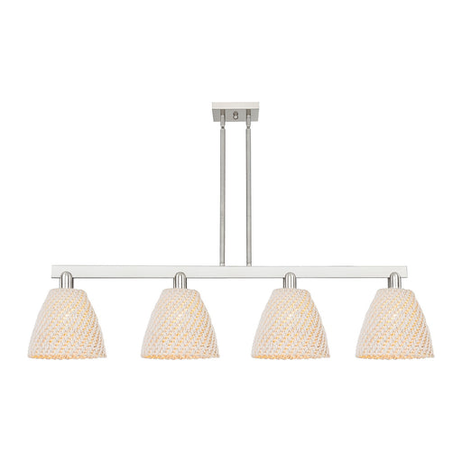 Innovations Bristol Natural 52in 4-Light Island Light | Industrial Brushed Satin Nickel and Natural Fiber Shade | Kitchen | Model 716-4I-SN-NBD-9-NAT