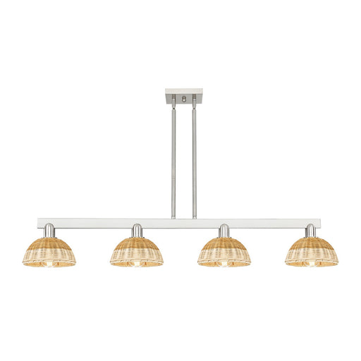 Innovations Natural Ballston Dome 48in 4-Light Island Light | Farmhouse Brushed Satin Nickel and Natural Fiber Dome Shade | Model 716-4I-SN-NBD2-75-NAT