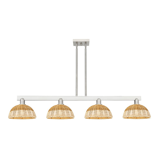 Innovations Bristol Natural II 52in 4-Light Island Light | Industrial Brushed Satin Nickel and Natural Fiber Shade | Kitchen | Model 716-4I-SN-NBD2-9-NAT