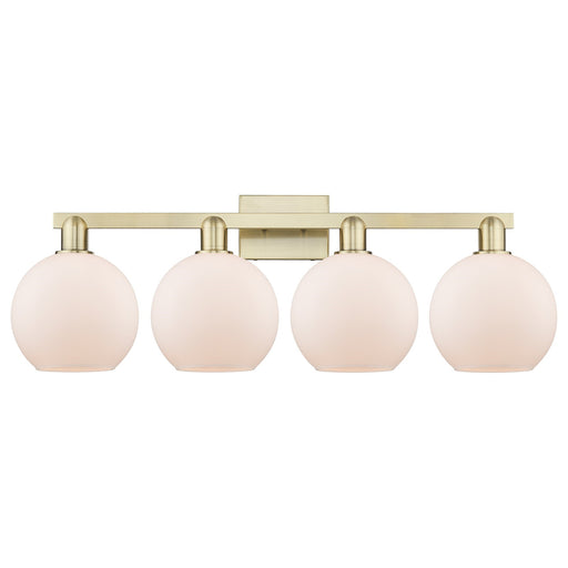 Innovations Athens 35in 4-Light Bath Vanity Light | Industrial Antique Brass and Matte White Glass | Bathroom Vanity | Model 716-4W-AB-G121-8