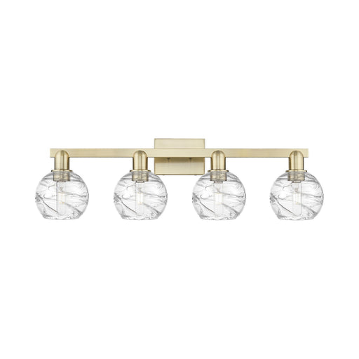 Innovations Athens Deco Swirl 36in 4-Light Bath Vanity Light | Industrial Antique Brass and Clear Glass | Bathroom Vanity | Model 716-4W-AB-G1213-6CL