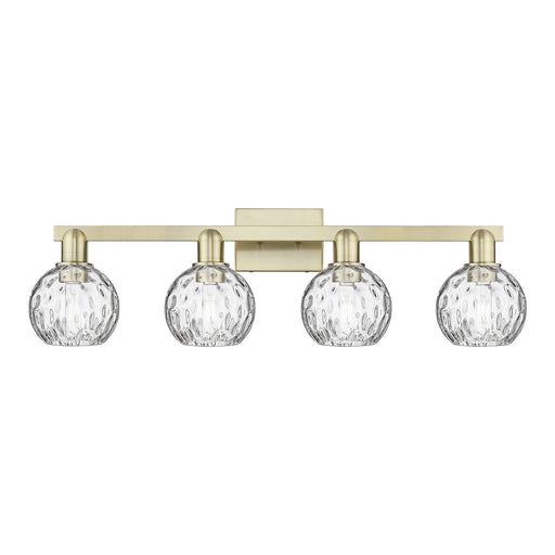 Innovations Athens Water Glass 33in 4-Light Bath Vanity | Industrial Antique Brass and Clear Glass | Bathroom Vanity Light | Model 716-4W-AB-G1215-6