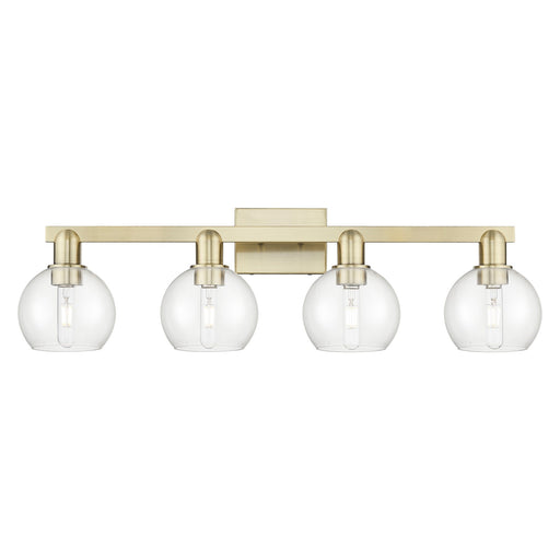 Innovations Athens 33in 4-Light Bath Vanity Light | Industrial Antique Brass Steel and Clear Glass | Bathroom Vanity | Model 716-4W-AB-G122-6