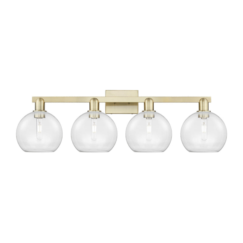 Innovations Athens 35in 4-Light Bath Vanity Light | Industrial Antique Brass Steel and Clear Glass | Bathroom Vanity | Model 716-4W-AB-G122-8
