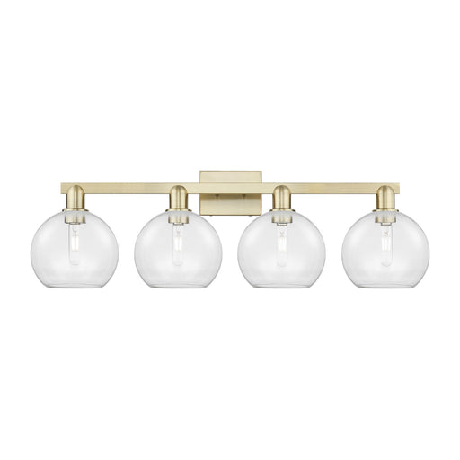 Innovations Athens 35in 4-Light Bath Vanity Light | Industrial Antique Brass Steel and Clear Glass | Bathroom Vanity | Model 716-4W-AB-G122-8