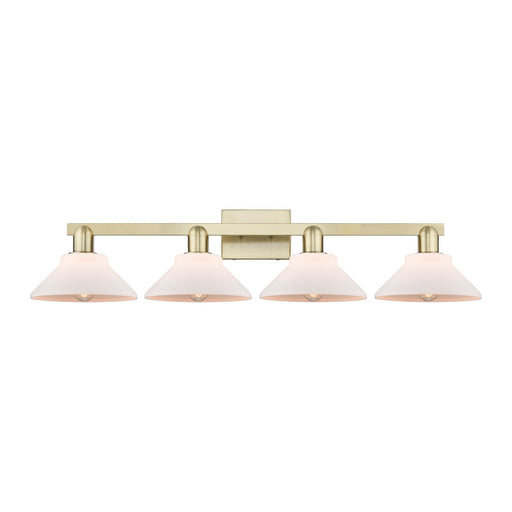 Innovations Orwell 35in 4-Light Bath Vanity Light | Industrial Antique Brass and Matte White Glass | Bathroom Vanity | Model 716-4W-AB-G131