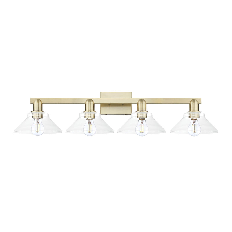 Innovations Orwell 35in 4-Light Bath Vanity Light | Industrial Antique Brass and Clear Glass | Bathroom Vanity | 35.38 x 8.75 in | Model 716-4W-AB-G132
