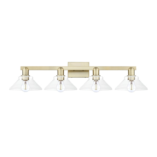 Innovations Orwell 35in 4-Light Bath Vanity Light | Industrial Antique Brass and Clear Glass | Bathroom Vanity | 35.38 x 8.75 in | Model 716-4W-AB-G132