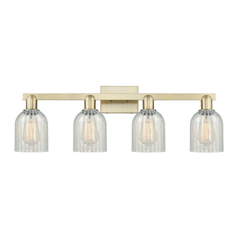 Innovations Caledonia 32in 4-Light Bath Vanity Light | Industrial Antique Brass Steel and Mouchette Glass | Bathroom Vanity & | Model 716-4W-AB-G2511